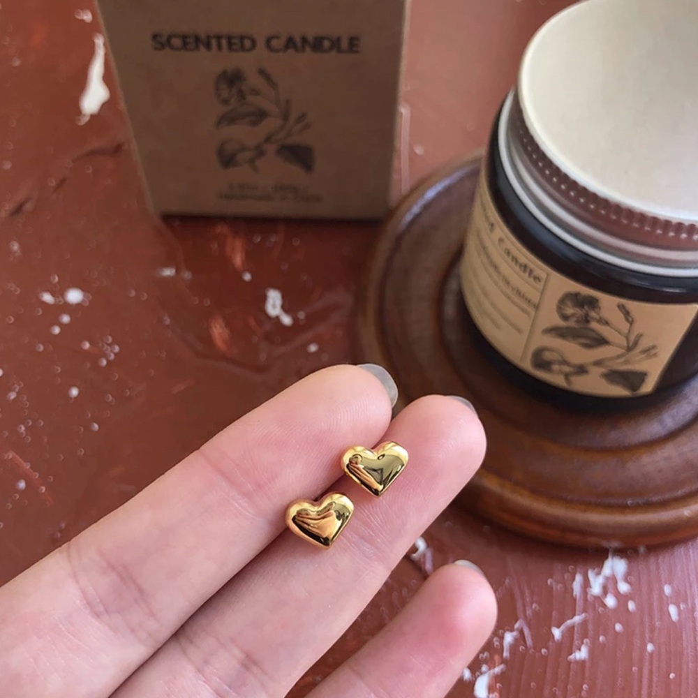 18k Gold Filled Heart Stud Earrings for women